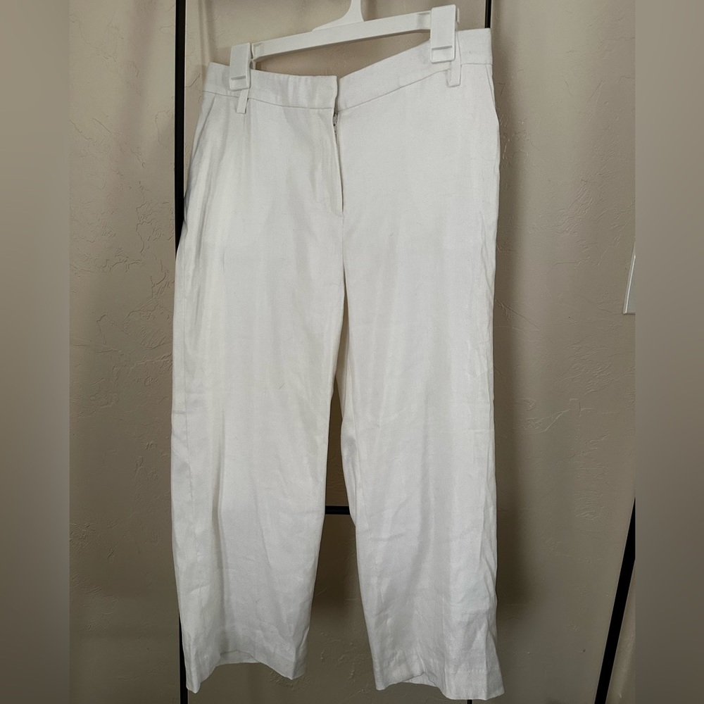 1901 White Linen Cropped Pants